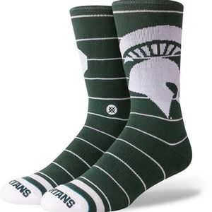 NWT Stance Michigan State University MSU SPARTANS Crew Socks L